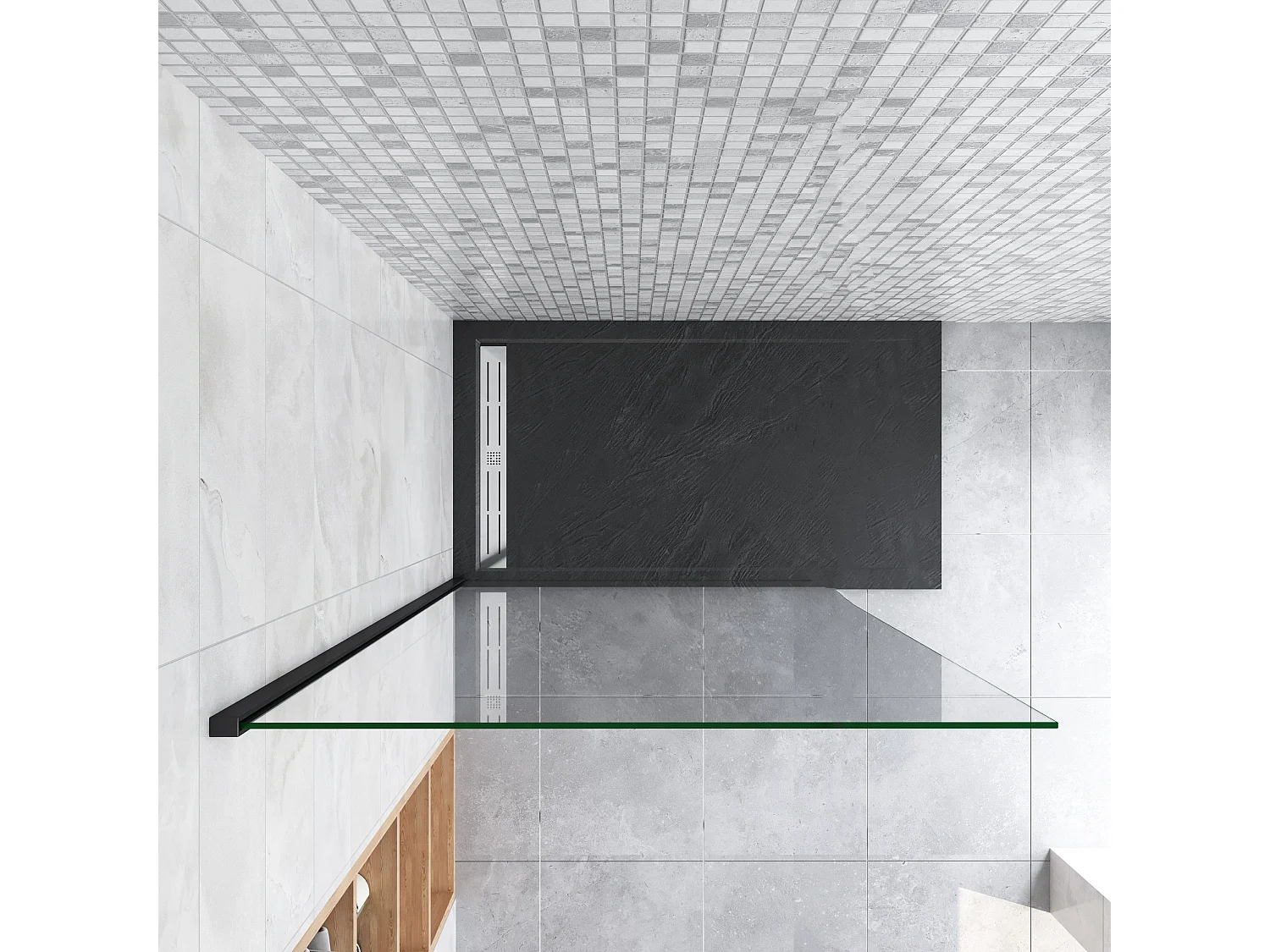 Duschabtrennung Duschwand Walk in ohne Querhaltstange 100 cm Gals 10 mm Dicke