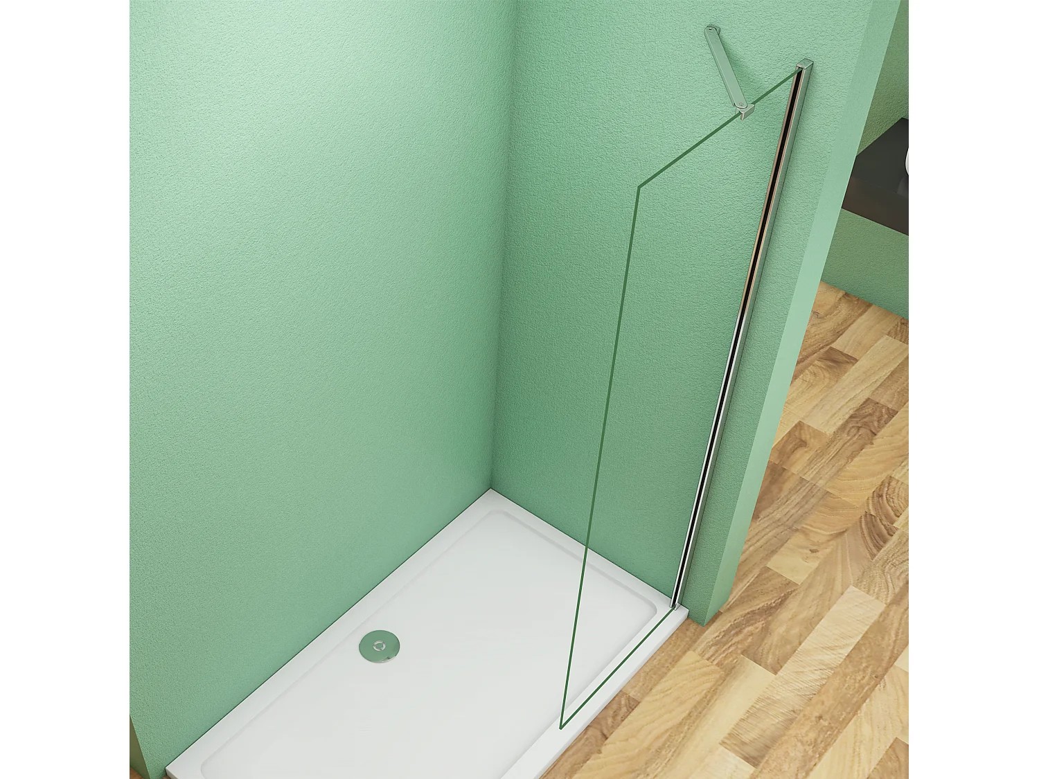 100x200cm+45cm Stabilisator 8mm ESG Sicherheitsglas Walk in Dusche Duschwand Nano Glas Duschabtrennung Höhe 200cm