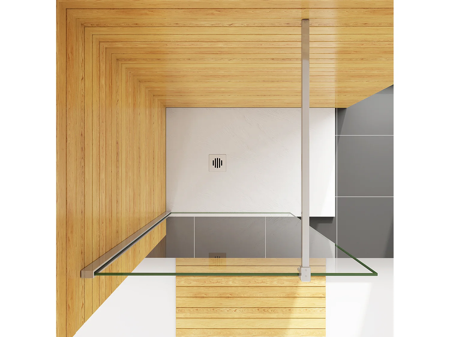 80x200cm+F Form: 90cm Stabilisator 10mm Nano Sicherheitsglas Walk in Duschwand Duschabtrennung Höhe 200cm