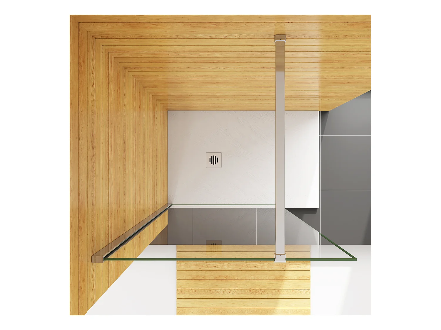 70x200cm+N Form: 90cm Stabilisator 8mm Nano Sicherheitsglas Walk in Duschwand Duschabtrennung Höhe 200cm
