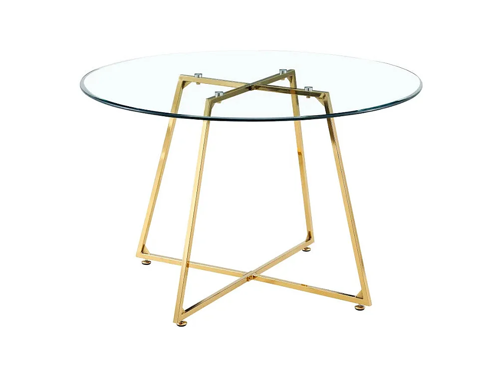 Table à manger ronde 4 personnes HELOISE Gold rose verre trempé D120 cm