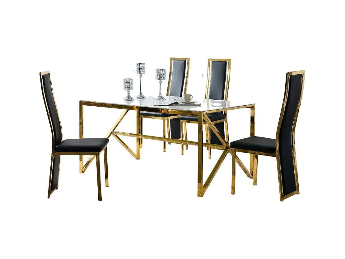 Table à manger MAJESTIQUE Gold Plateau en verre trempé
