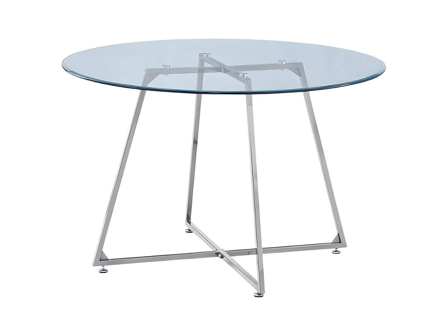 Table à manger ronde 4 personnes HELOISE Chrome en verre trempé D120 cm