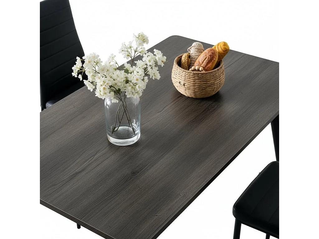 Table à Manger Industrielle Bois Effet Chêne Marron & Métal Noir – 120×70 cm – AMMO