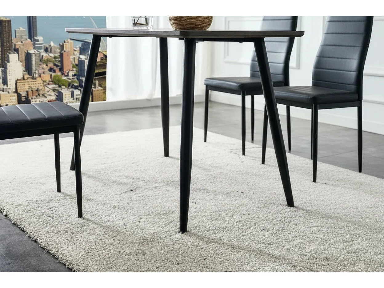 Table à Manger Industrielle Bois Effet Chêne Marron & Métal Noir – 120×70 cm – AMMO