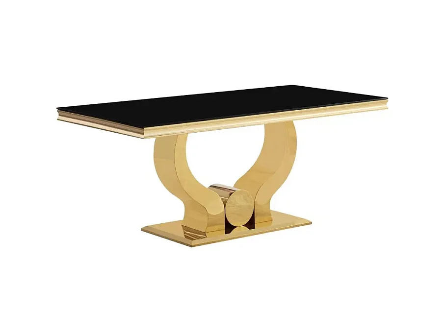 Table à manger TROFY 6 à 8 personnes gold verre 180x90 cm