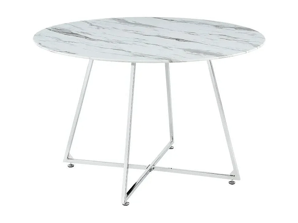 Table à manger ronde 4 personnes HELOISE Chrome en verre trempé D120 cm