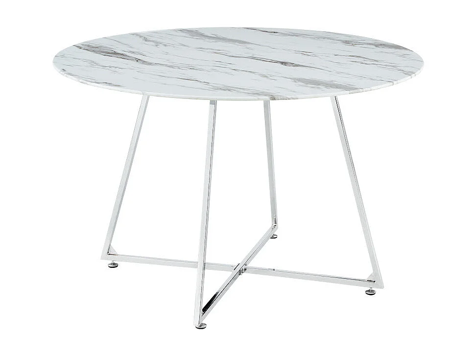 Table à manger ronde 4 personnes HELOISE Chrome en verre trempé D120 cm