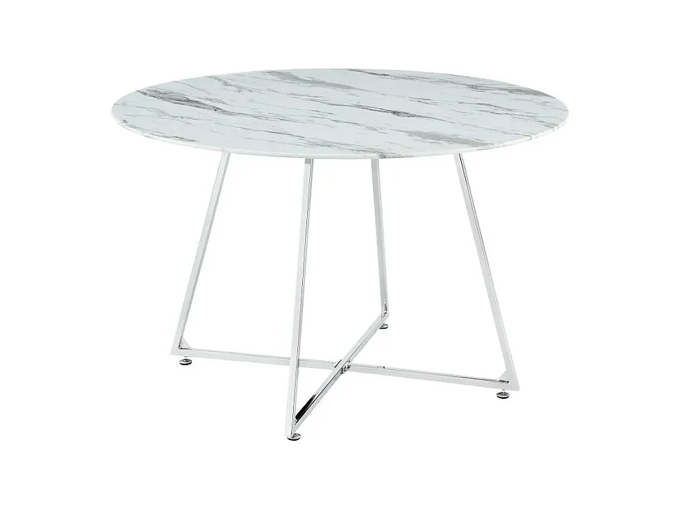 Table à manger ronde 4 personnes HELOISE Chrome en verre trempé D120 cm