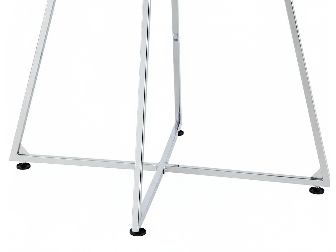 Table à manger ronde HELOISE Chrome - Plateau Marbré Blanc D120 cm