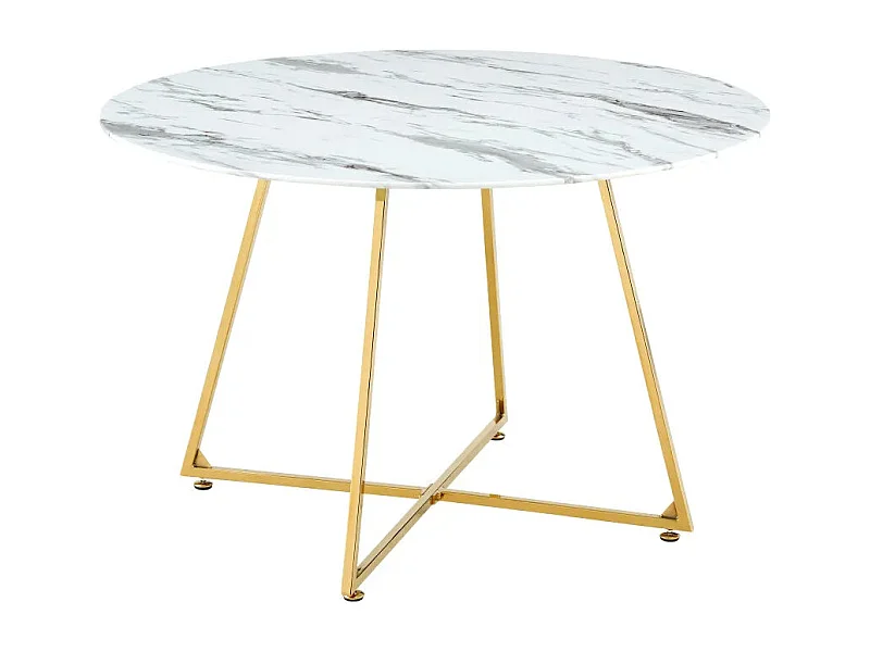 Table à manger ronde 4 personnes HELOISE Gold rose verre trempé D120 cm