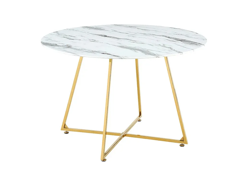 Table à manger ronde 4 personnes HELOISE Gold rose verre trempé D120 cm