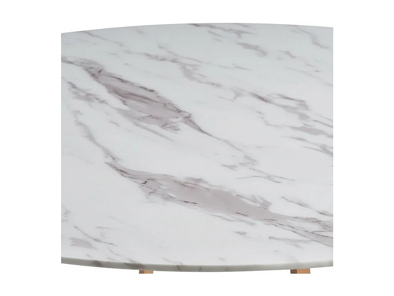 Table à Manger Ronde Verre Marbré Blanc & Pied Rose Gold – D120×75 cm  – HELOISE