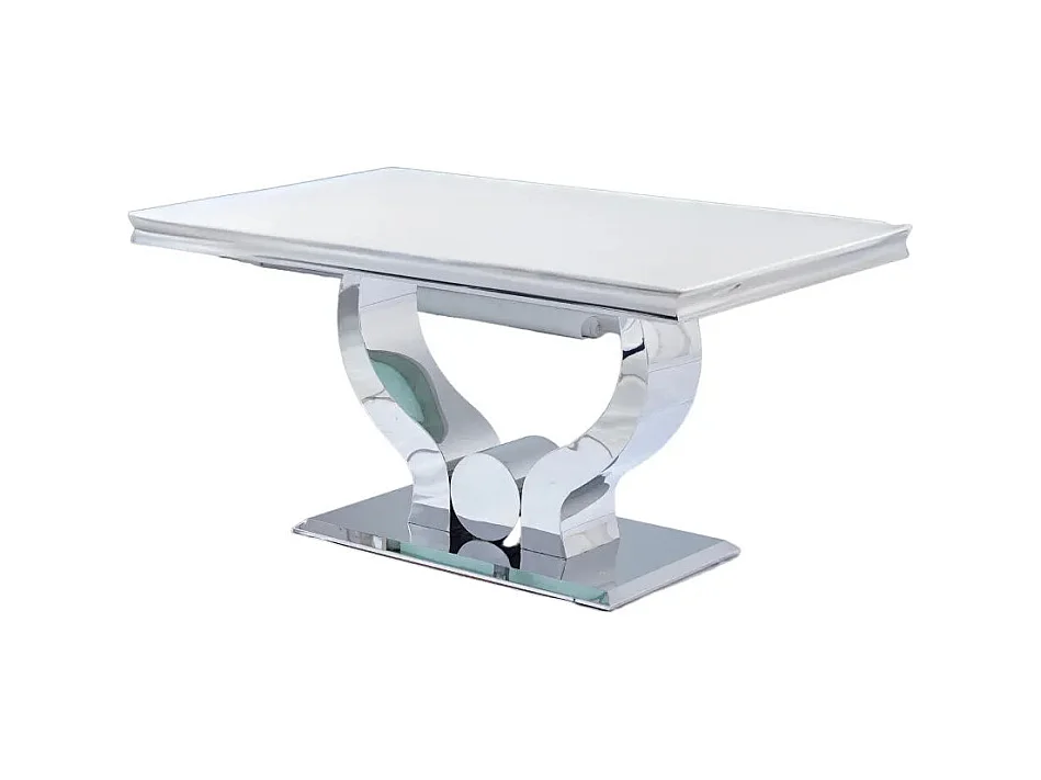 Table à manger TROFY 4 à 6 personnes chrome verre 150x90 cm