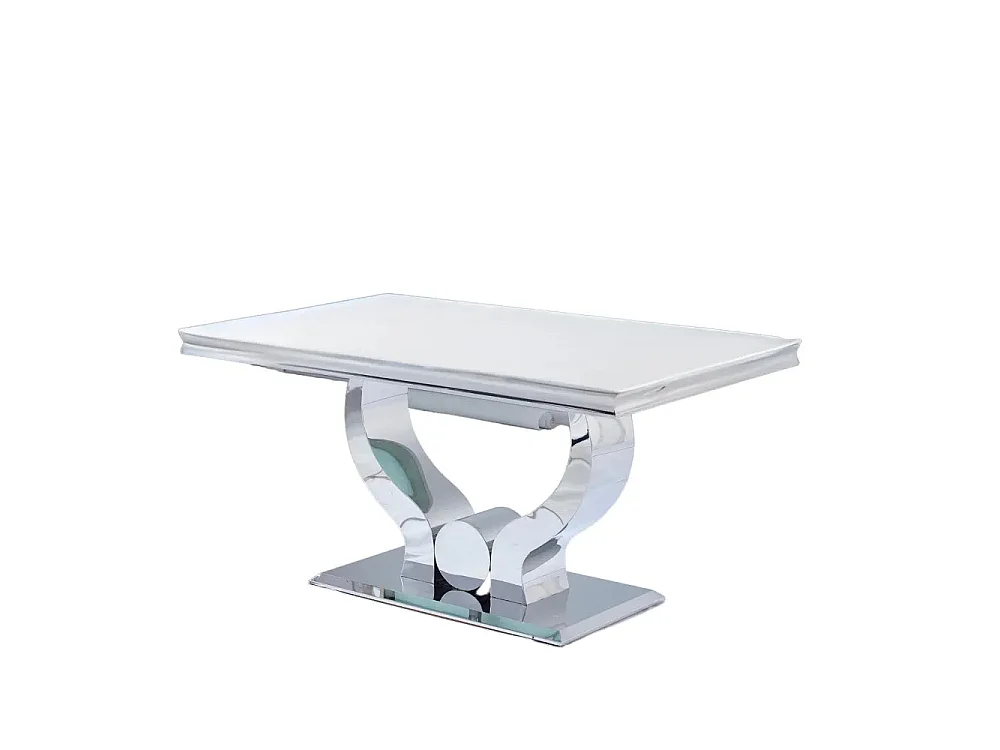 Table à manger plateau en verre blanc 150x90 cm TROFY