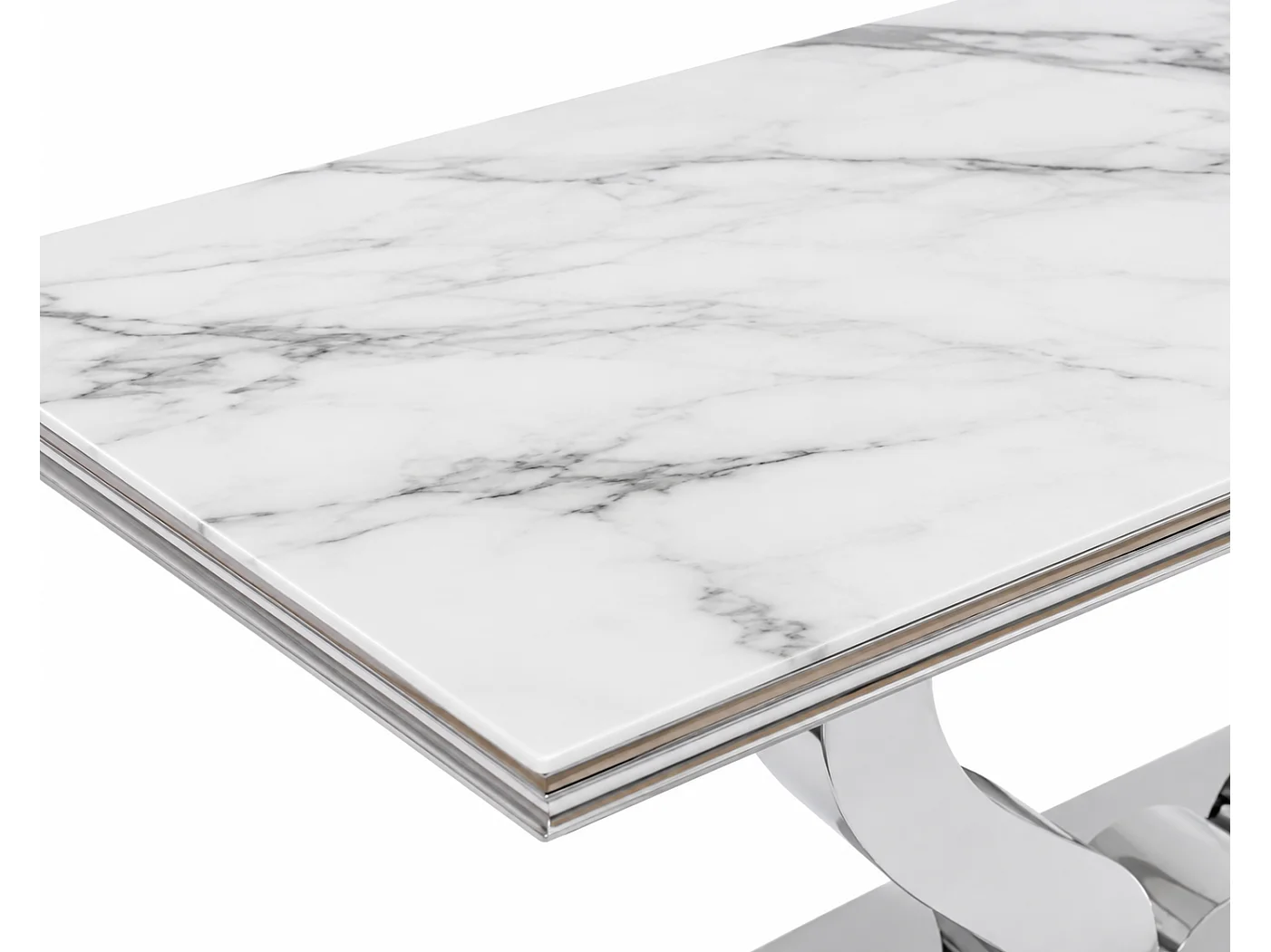 Table à manger plateau en verre blanc 150x90 cm TROFY