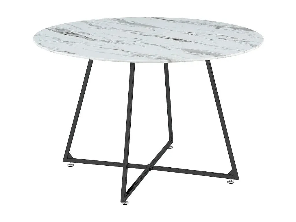 Table à manger ronde 4 personnes HELOISE Métal noir verre trempé D120 cm