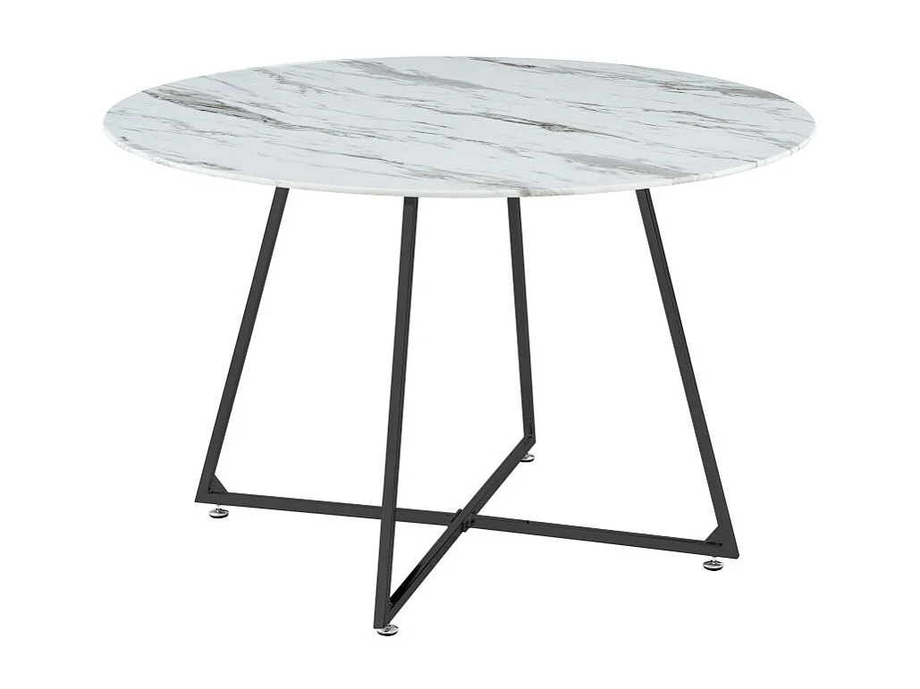 Table à manger ronde 4 personnes HELOISE Métal noir verre trempé D120 cm