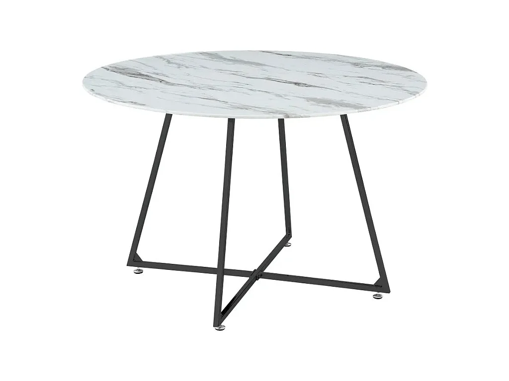 Table à manger ronde 4 personnes HELOISE Métal noir verre trempé D120 cm
