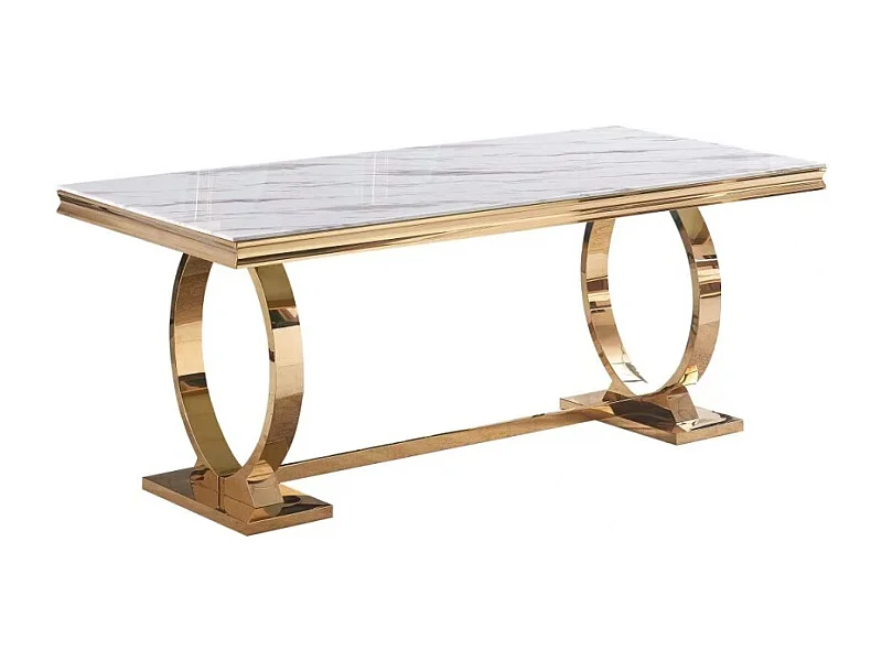 Table à manger 6 à 8 personnes OMEGA Gold verre 180x90 cm