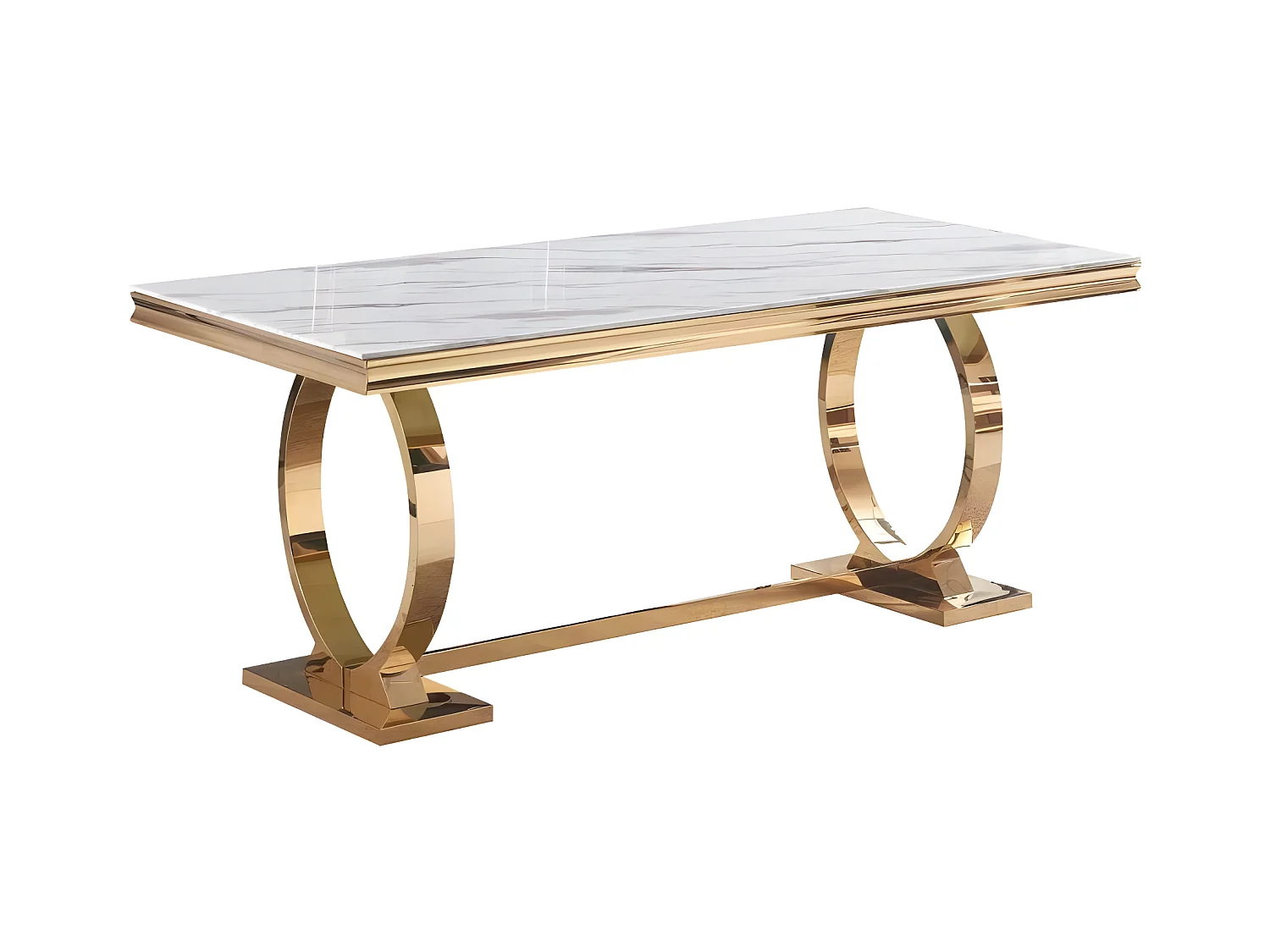 Table à manger 6 à 8 personnes OMEGA Gold verre 180x90 cm