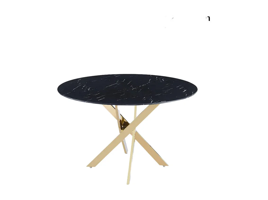 Table a manger ronde JESSICA  Gold XXL 120 cm 4 couverts effet marbré noir