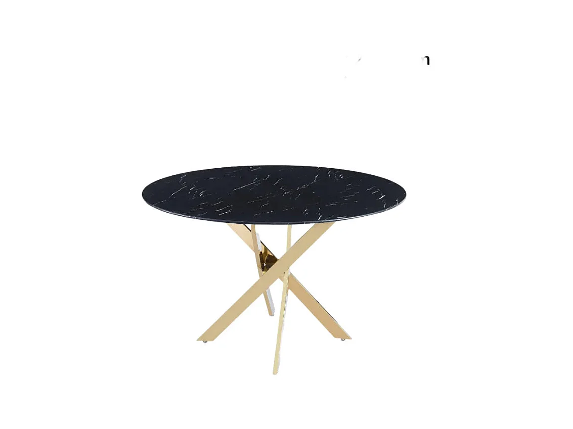 Table a manger ronde JESSICA  Gold XXL 120 cm 4 couverts effet marbré noir