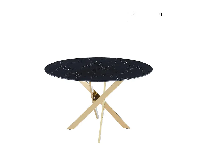 Table a manger ronde JESSICA  Gold XXL 120 cm 4 couverts effet marbré noir