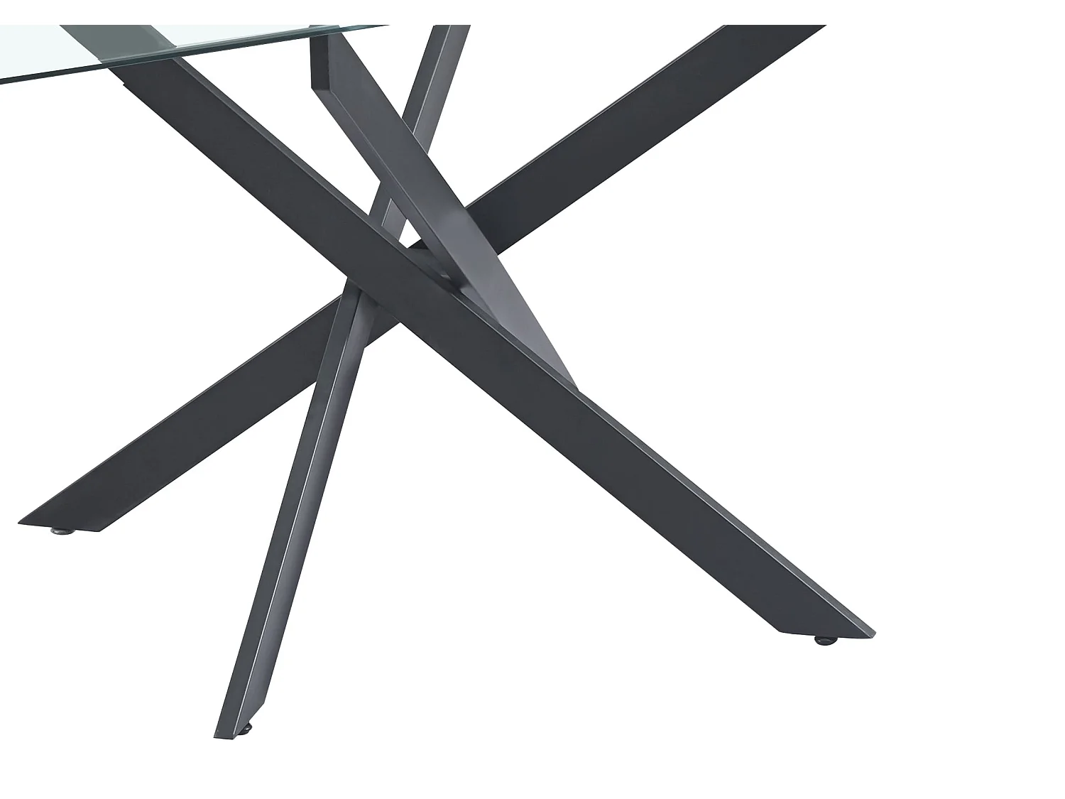 Table Repas JESSICA XXL Métal noir et plateau en verre MARBRE NOIR 180 cm 6 à 8 couverts Transparent