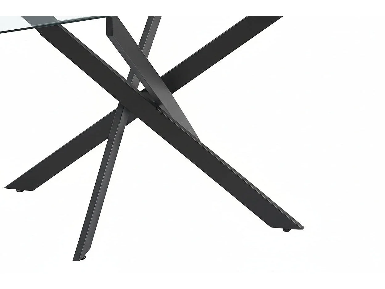 Table à manger verre trempé métal noir 180x90 cm JESSICA XXL