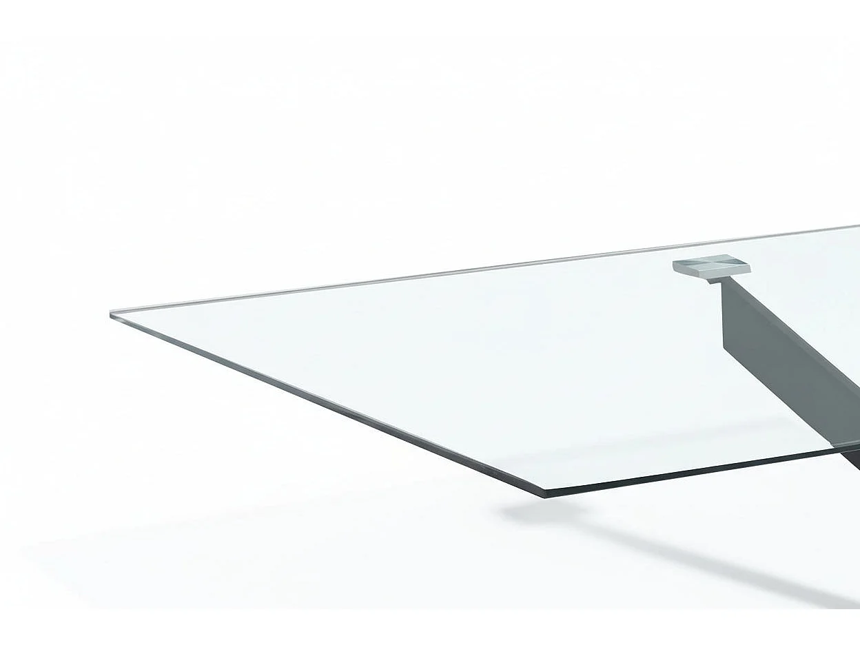 Table à manger verre trempé métal noir 180x90 cm JESSICA XXL