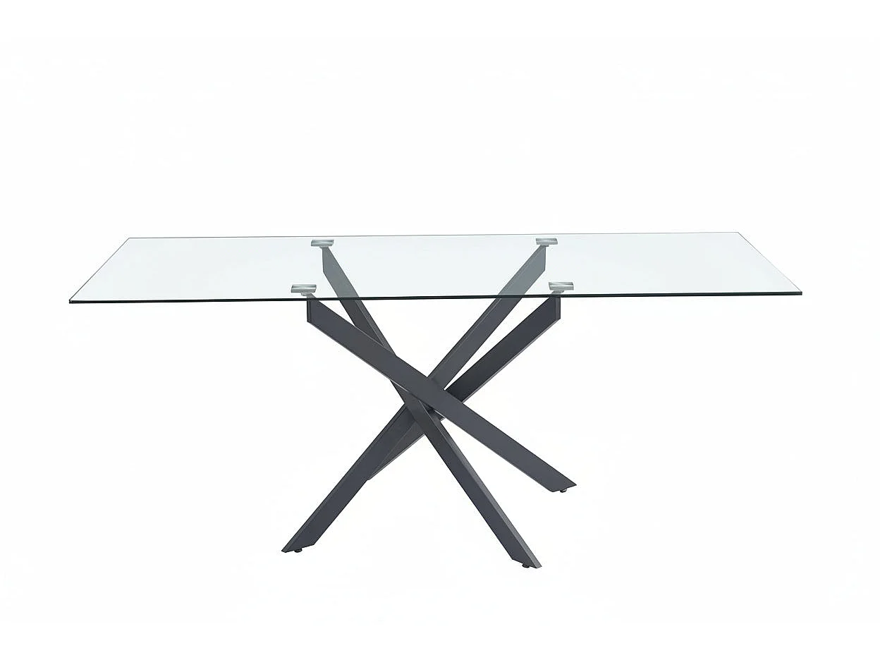 Table à manger verre trempé métal noir 180x90 cm JESSICA XXL