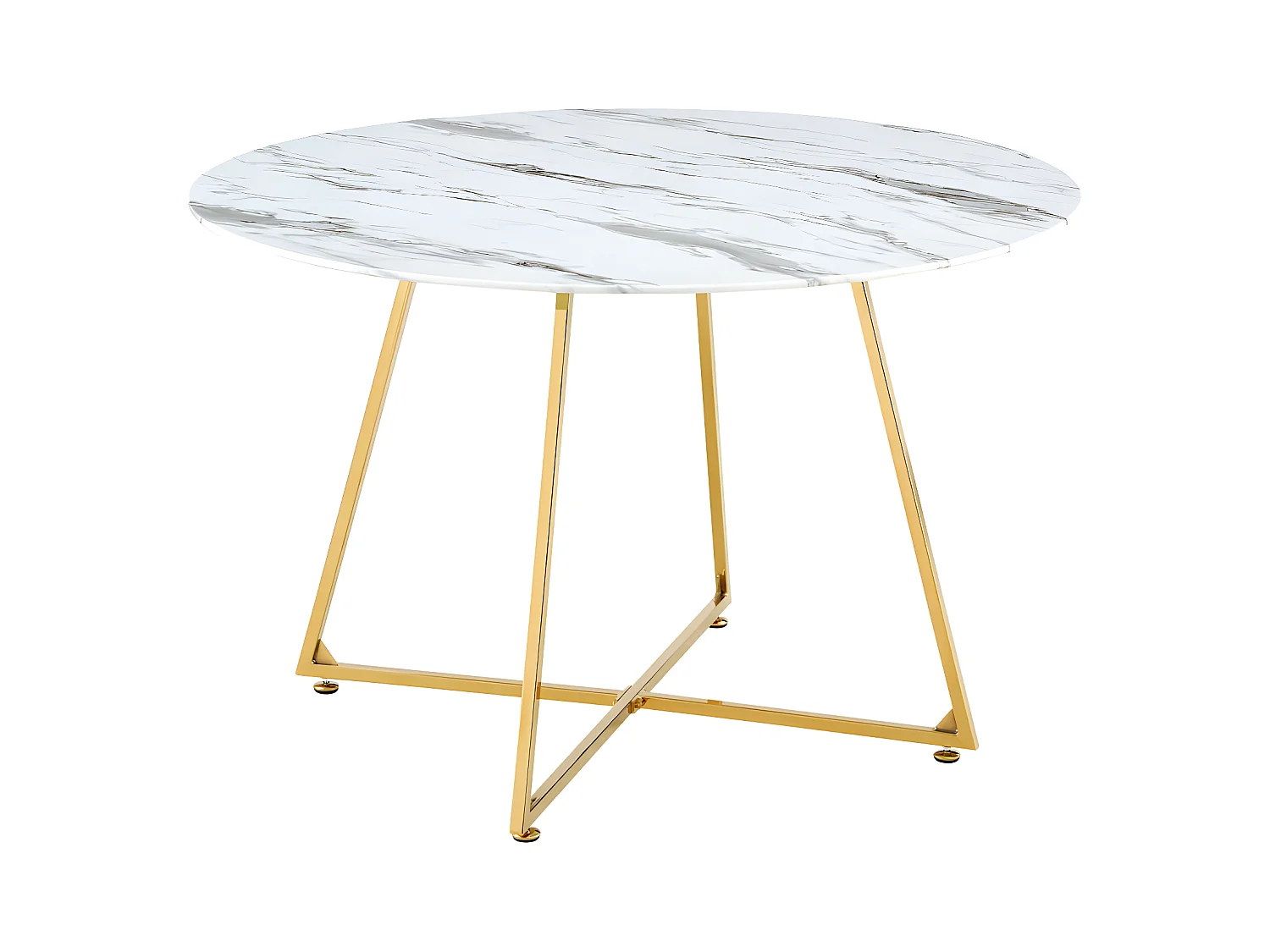Table à manger ronde 4 personnes HELOISE Gold et plateau en verre D120 cm