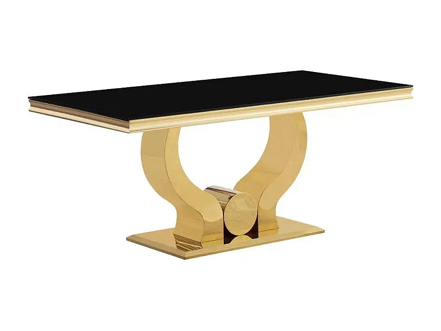 Table à manger verre noir pied métal doré 150x90 cm TROFY