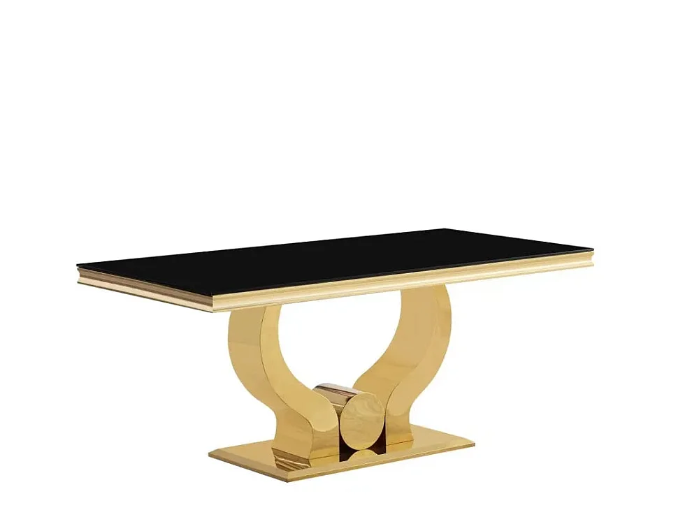 Table à manger verre noir pied métal doré 150x90 cm TROFY