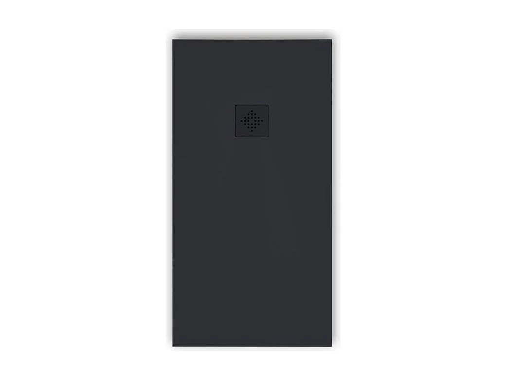 Receveur de douche 100 x 190 cm extra plat PURE en résine surface ardoisée anthracite Grille anthracite