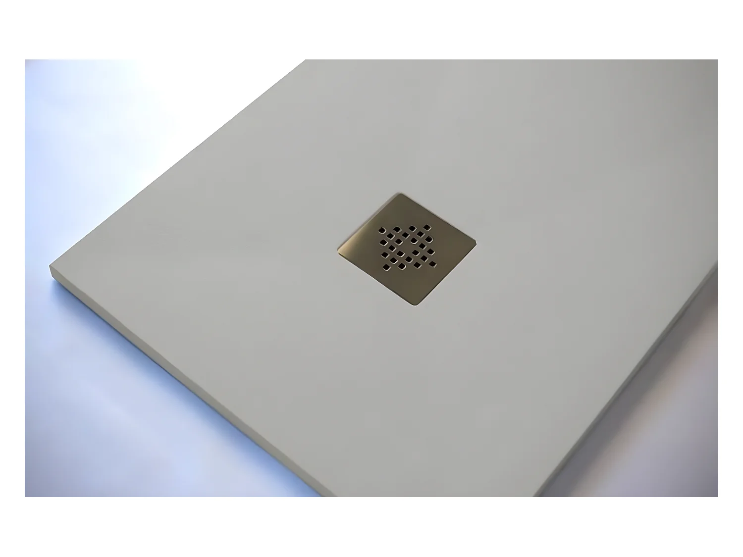 Mineralguss-Duschwanne extra flach PURE Schieferoptik grau 80x120 cm Edelstahl in gleicher Farbe