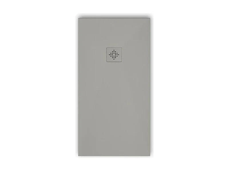 Receveur de douche 80 x 100 cm extra plat PURE en résine surface ardoisée gris Grille grise