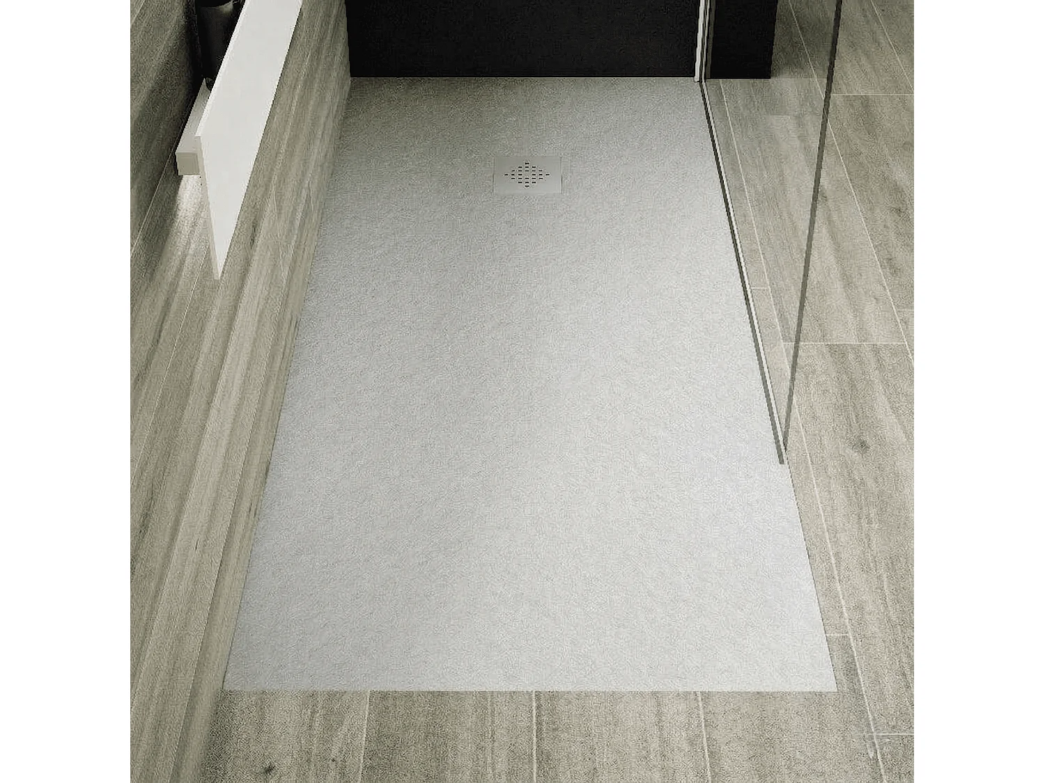 Piatto doccia ultrasottile 90 x 100 cm PURE in resina finitura ardesia grigio