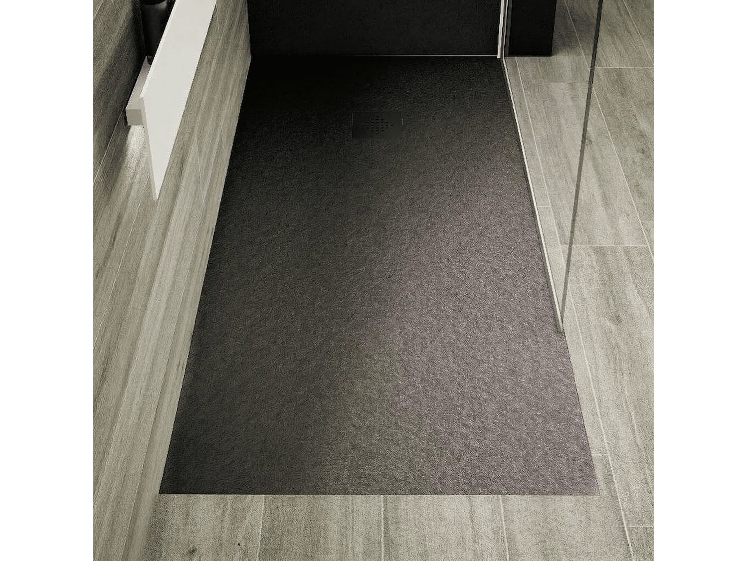 Receveur de douche 80 x 180 cm extra plat PURE en résine surface ardoisée anthracite Grille anthracite
