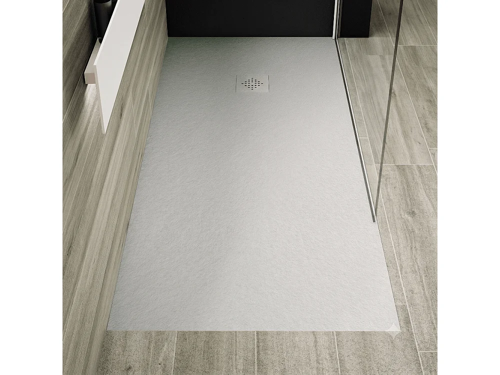 Piatto doccia ultrasottile 70 x 160 cm PURE in resina finitura ardesia grigio