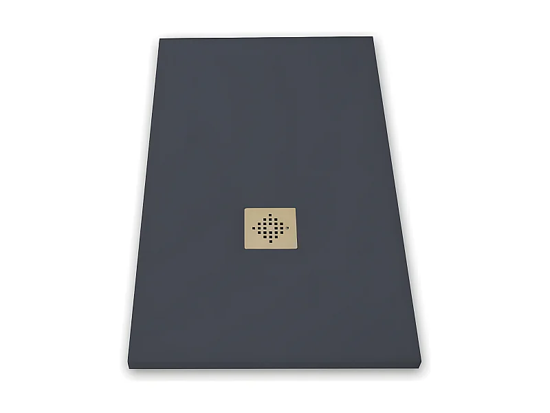 Receveur de douche 70 x 160 cm extra plat PURE en résine surface ardoisée anthracite Grille anthracite