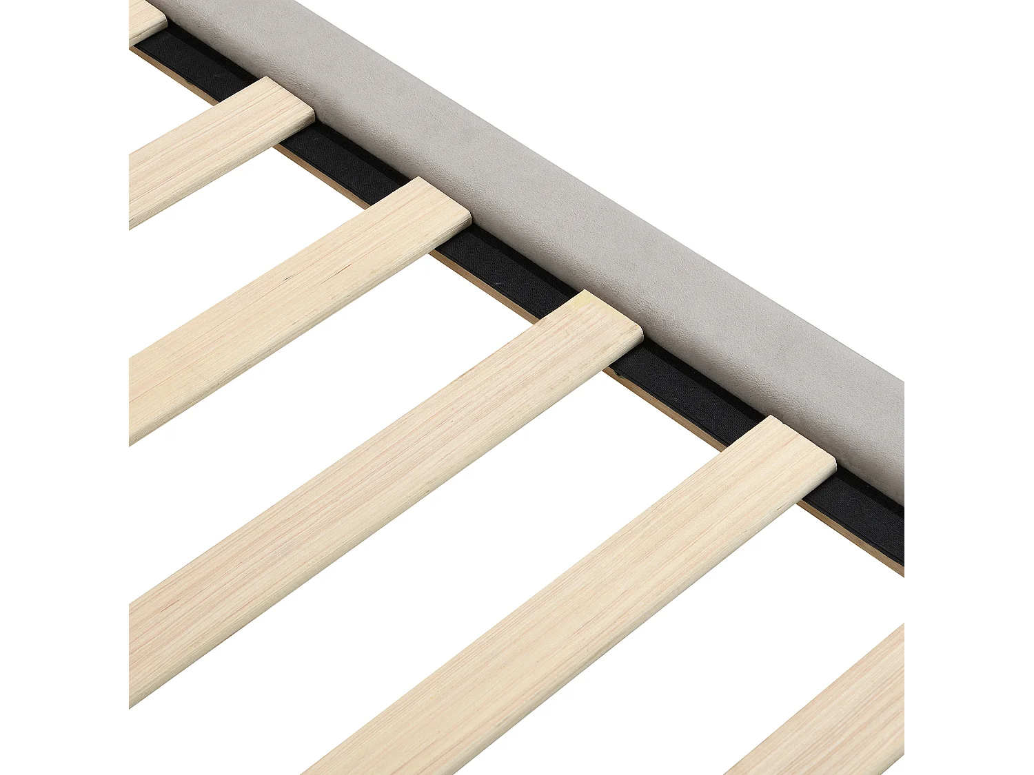 Lit capitonné 180 x 200 cm, lit flottant, Velours et bois MDF, LEDs, Sommier à lattes, Gris