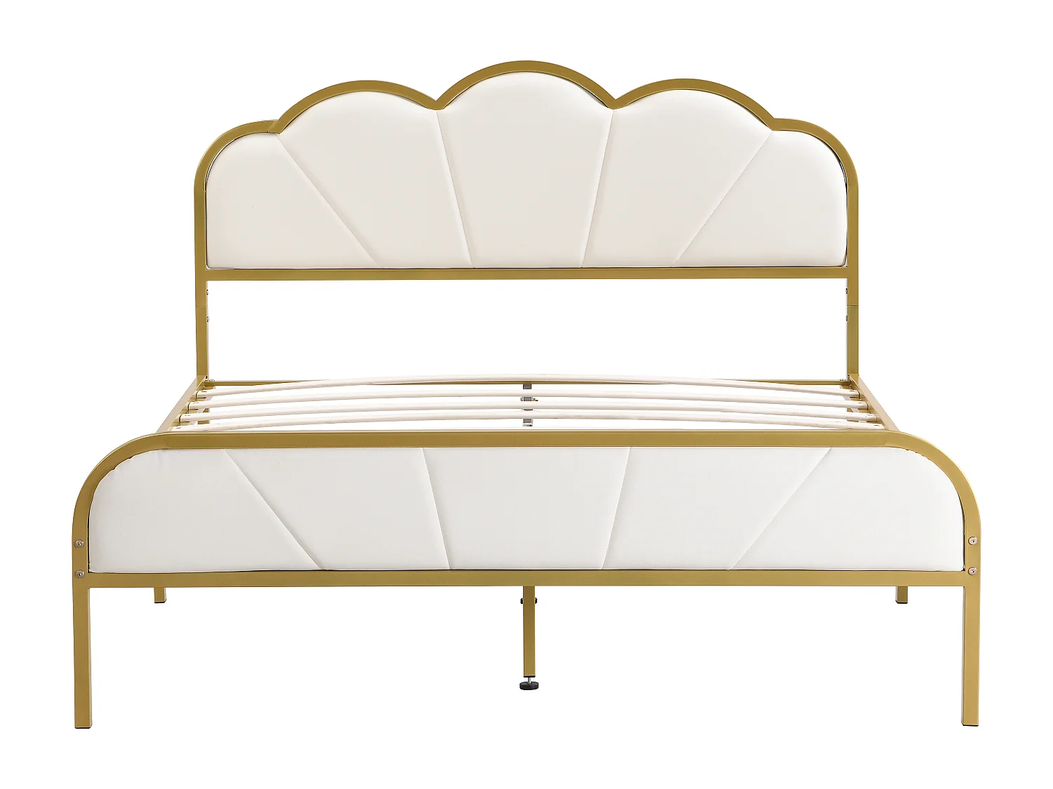 Lit 140 x 200 cm en métal - motif en forme de nuage - cadre doré - or + blanc