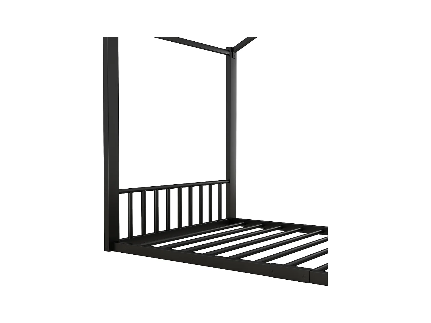 Lit cabane 90 x 200 cm - lit enfant - métal - sommier à lattes - noir