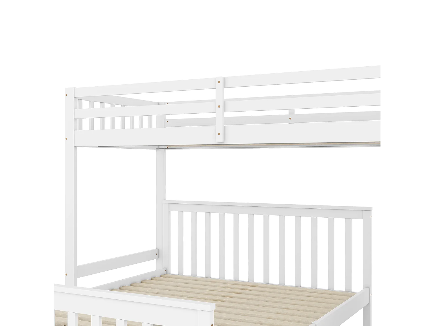 Lits superposés 140 x 200 cm + 90 x 200 cm avec 2 tiroirs + échelle - bois de pin et MDF - blanc