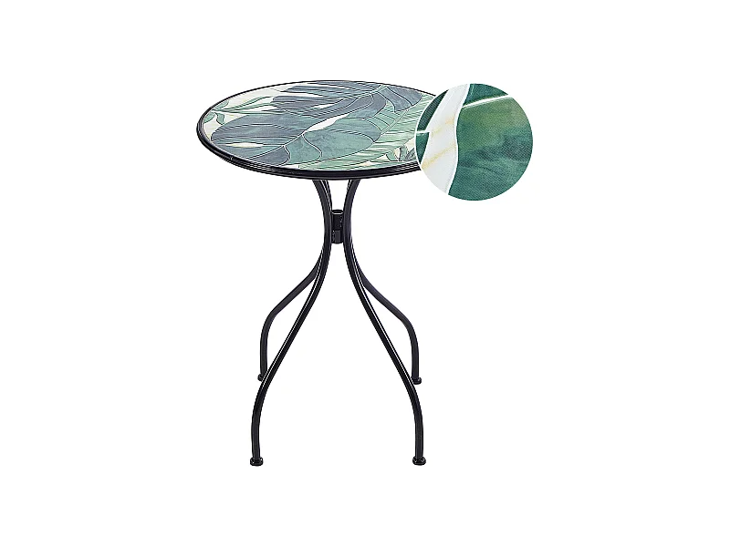 Gartentisch Metall schwarz / grün Mosaik Muster 60 cm rund Cozzana