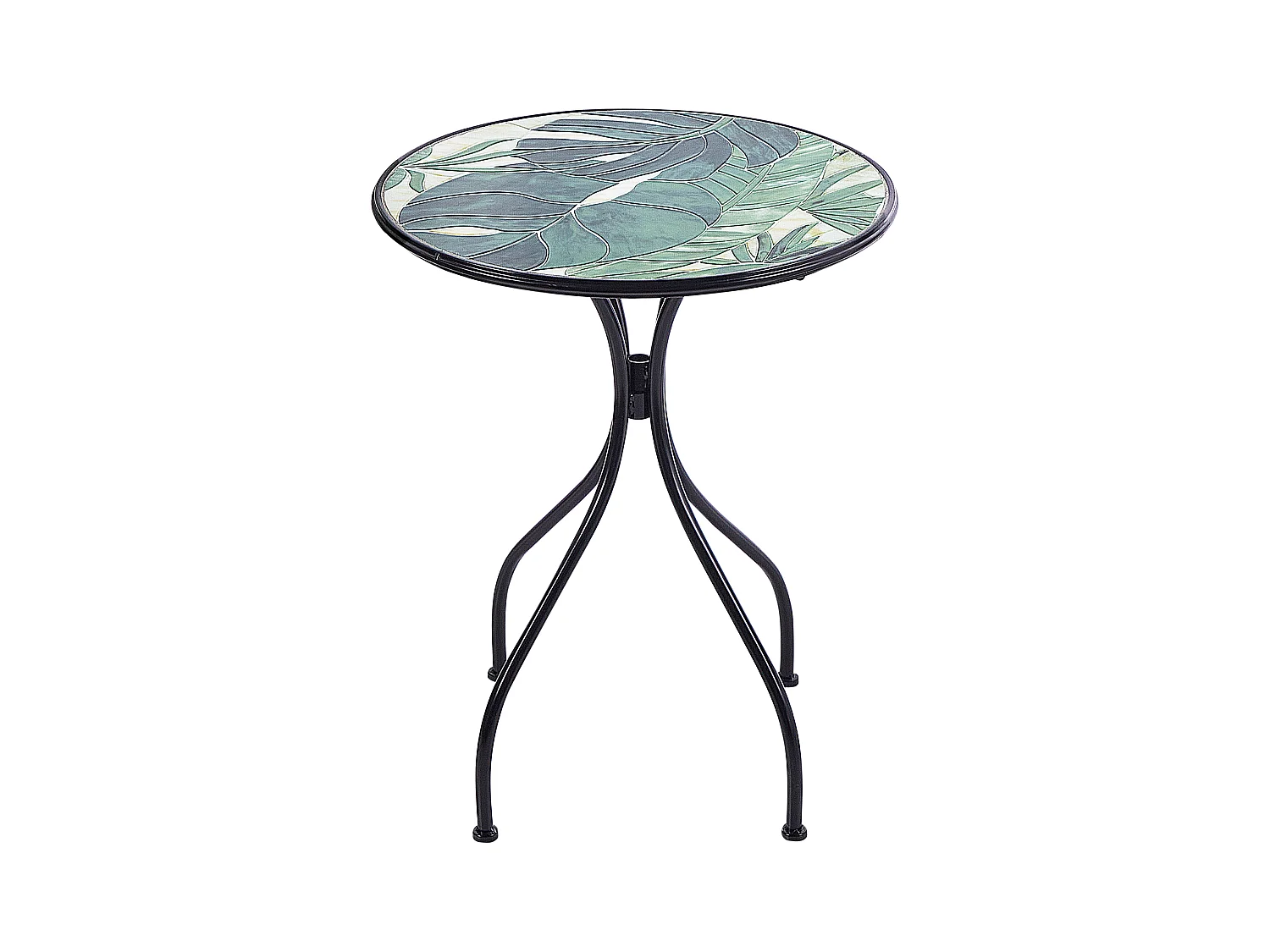Gartentisch Metall schwarz / grün Mosaik Muster 60 cm rund Cozzana