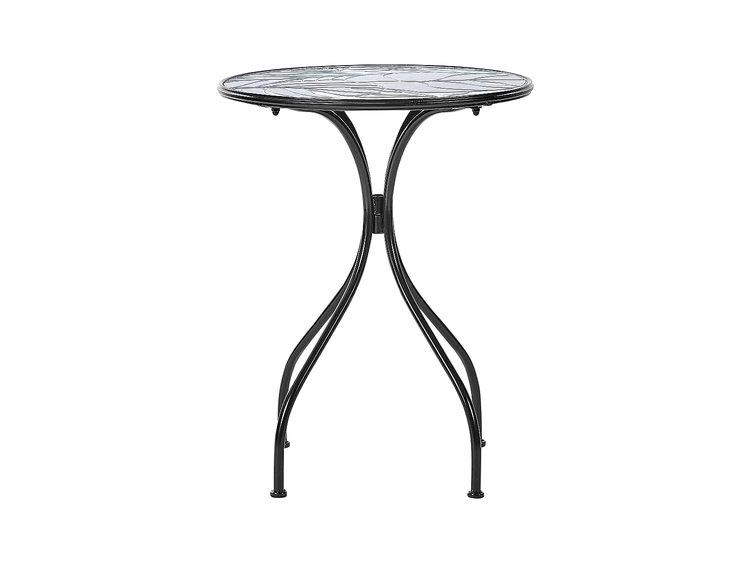 Gartentisch Metall schwarz / grün Mosaik Muster 60 cm rund Cozzana