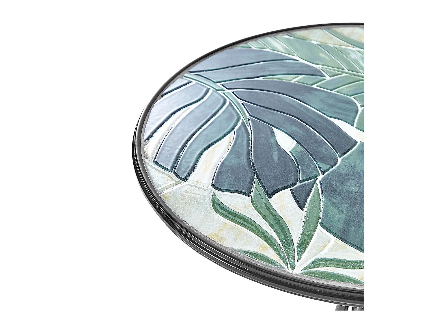 Gartentisch Metall schwarz / grün Mosaik Muster 60 cm rund Cozzana